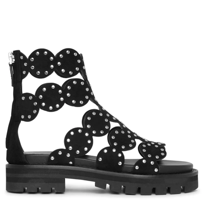 Shop Alaïa Studded Suede Chunky Sandals