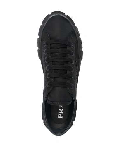 Shop Prada Double Wheel Low-top Sneakers In Black