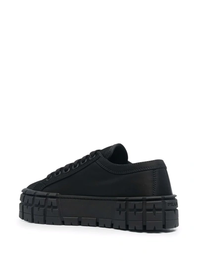 Shop Prada Double Wheel Low-top Sneakers In Black