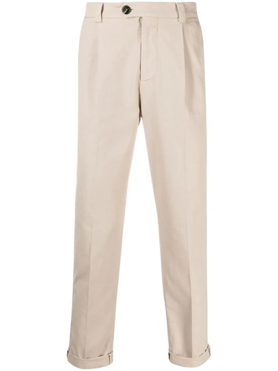 Shop Brunello Cucinelli Straight-leg Chinos In Neutrals