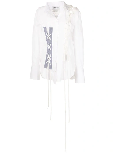 Shop Monse Crooked Lace-up Shirt In White