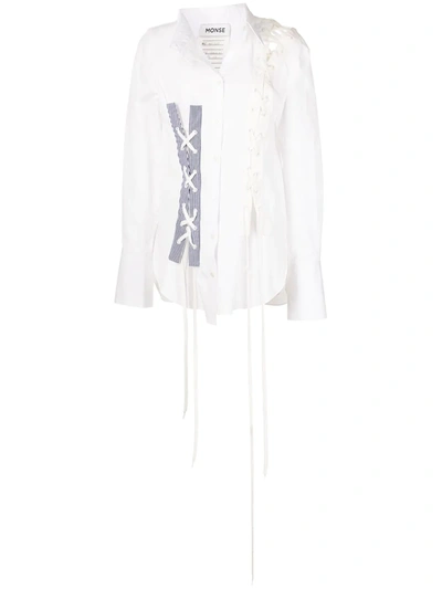 Monse Asymmetrical Lace-up Button-up Shirt In White