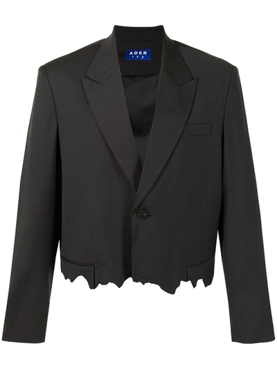 Shop Ader Error Crop Cinder Single-breasted Blazer In Black