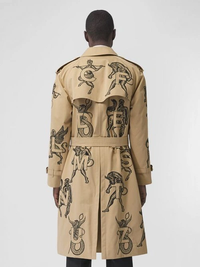 Burberry Mythical Alphabet Embroidered Cotton Trench Coat In Honey |  ModeSens