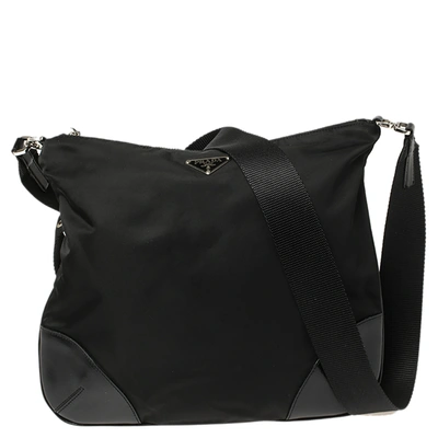 Pre-owned Prada Black Nylon And Leather Messenger Bag