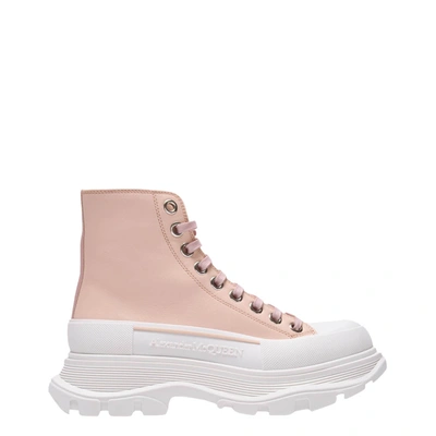 Pre-owned Alexander Mcqueen Pink Leather Tread Slick Sneakers Size 38