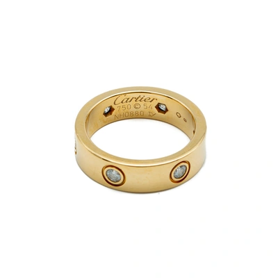 Pre-owned Cartier Love Yellow Gold 6 Diamonds Ring Size 54