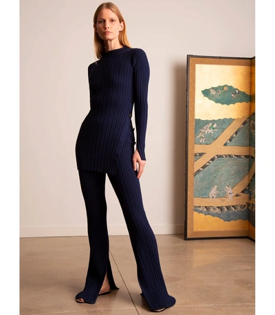 Shop Adam Lippes Knit Crepe Pant In Navy