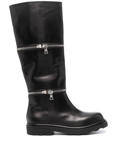 Shop Marni Detachable Zip Boots In Black