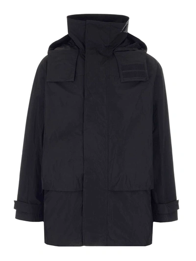Shop Dsquared2 Branded Hooded Coat In Black