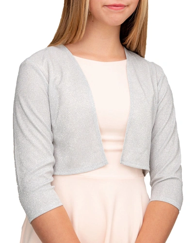 Shop Un Deux Trois Girl's Bolero Jacket In Silver