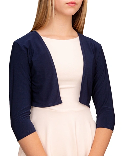 Shop Un Deux Trois Girl's Bolero Jacket In Navy