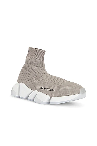 Shop Balenciaga Speed 2.0 Lt Sneakers In  Grey & White & Transparent