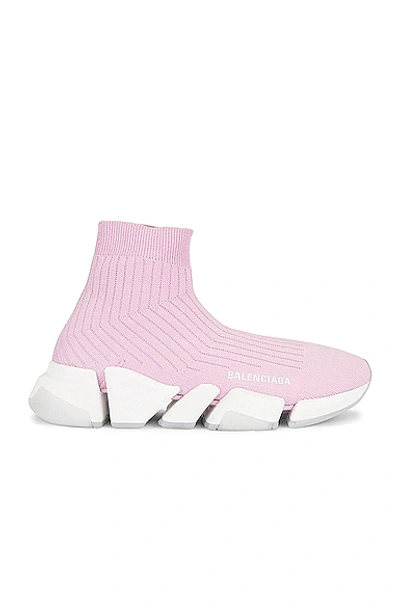 Shop Balenciaga Speed 2.0 Lt Sneakers In Pink & White & Transparent