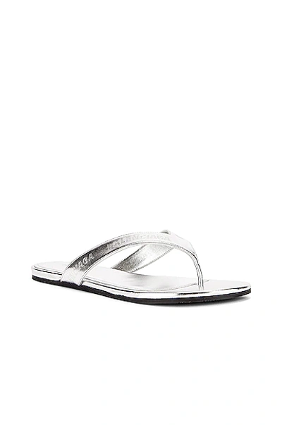 Shop Balenciaga Round Flip Flop Sandals In Silver Metallic