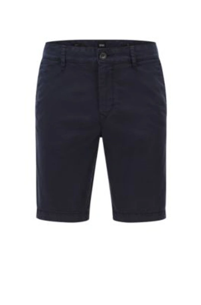 Shop Hugo Boss Slim Fit Shorts In Stretch Cotton Twill In Dark Blue