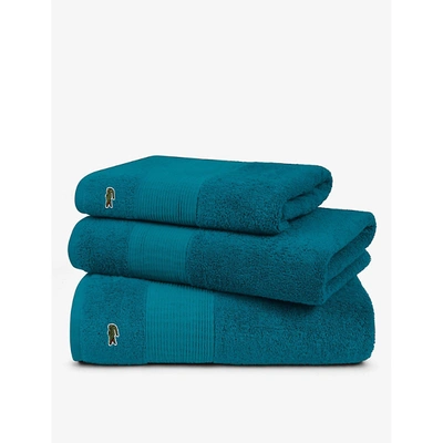 Lacoste Bath Towel Embroidered Logo Blue