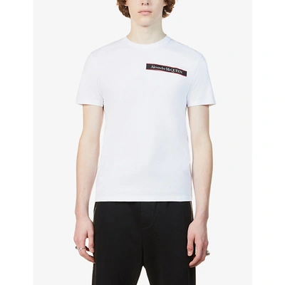 Shop Alexander Mcqueen Logo-tape Cotton-jersey T-shirt In White