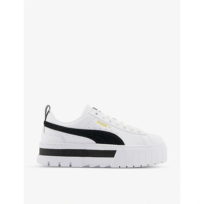 Shop Puma Mayze Low-top Suede Trainers In White Black White