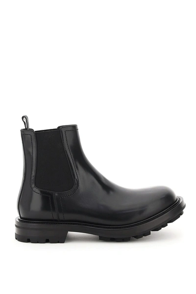 Shop Alexander Mcqueen Lug Sole Chelsea Boots In Black