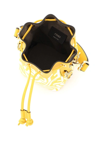 Fendi Mon Tresor Mini Ff Vertigo Canvas & Leather Bucket Bag in Yellow