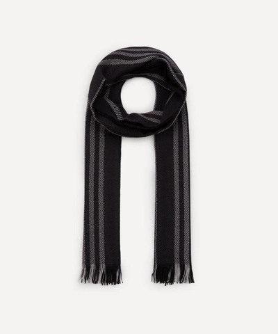 Shop Nick Bronson Herringbone Stripe Wool Scarf In Black