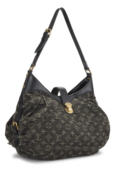 Pre-owned Louis Vuitton Black Monogram Denim Mahina Extra Small