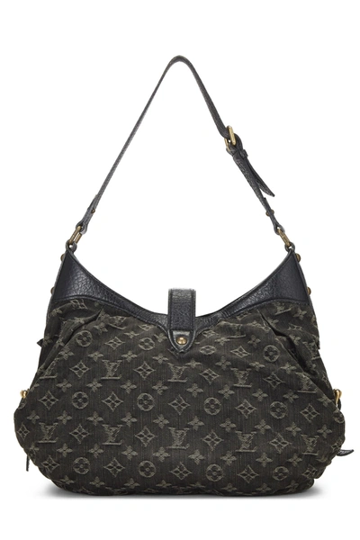 Pre-owned Louis Vuitton Black Monogram Denim Mahina Extra Small