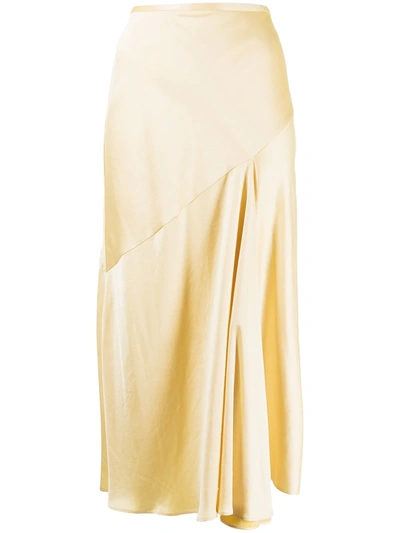 Shop Acler Darlington Satin Midi Skirt In Yellow