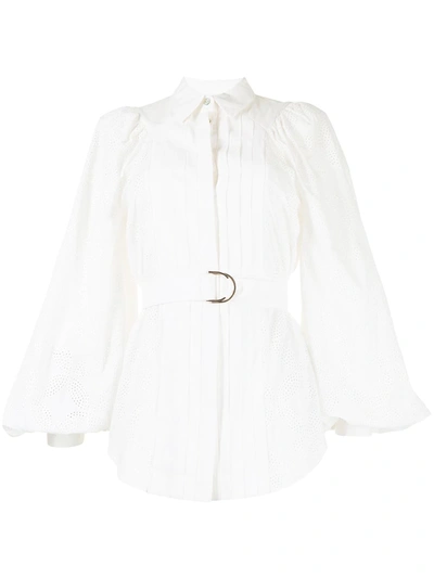 Shop Acler Klara Cut-out Belted Blouse In White
