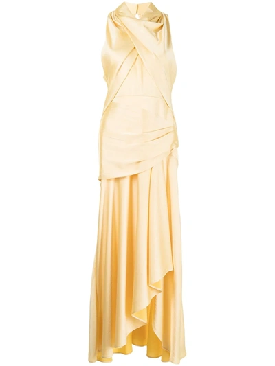 Shop Acler Hillcrest Draped Midi Dress In Yellow