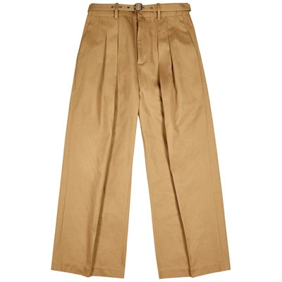 Shop Jw Anderson Camel Wide-leg Twill Trousers In Brown