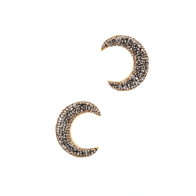 Shop Soru Jewellery Notte Crystal-embellished 18kt Gold-plated Drop Earrings In Black