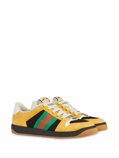 Shop Gucci Men's Yellow Leather Sneakers