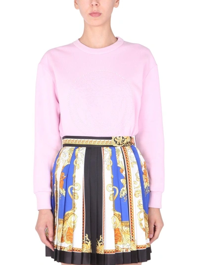 Shop Versace Women's Pink Cotton Sweatshirt