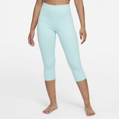 Shop Nike Yoga Luxe Women's High-waisted Jacquard Capri Leggings In Teal Tint,barely Green