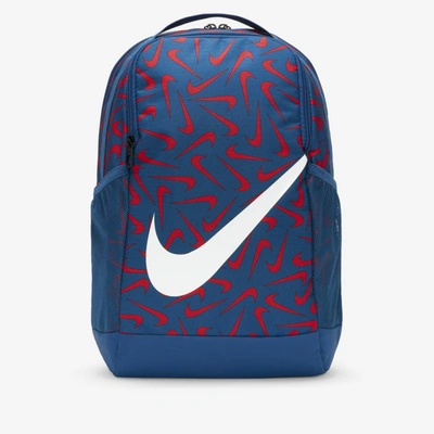 Shop Nike Brasilia Kids' Printed Backpack In Court Blue,court Blue,white