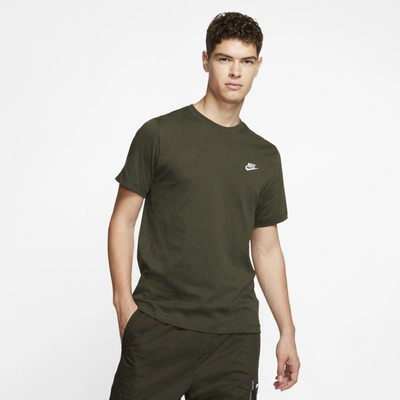 Shop Nike Sportswear Club Men's T-shirt In Rough Green,white