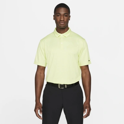 Shop Nike Dri-fit Player Men's Striped Golf Polo In Light Lemon Twist,pure,brushed Silver