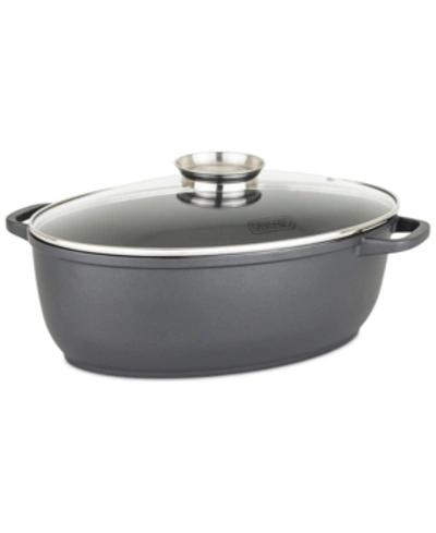 Shop Viking 8.6-qt. Cast Aluminum Nonstick Roaster With Vented Glass Lid In Black