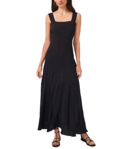 Vince Camuto Paneled Smocked-back Challis Tank Dress In Rich Black