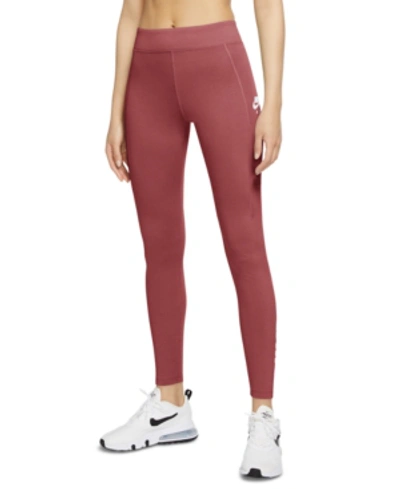 Shop Nike Air Logo High-waist Full Length Leggings In Canyon Rust/white