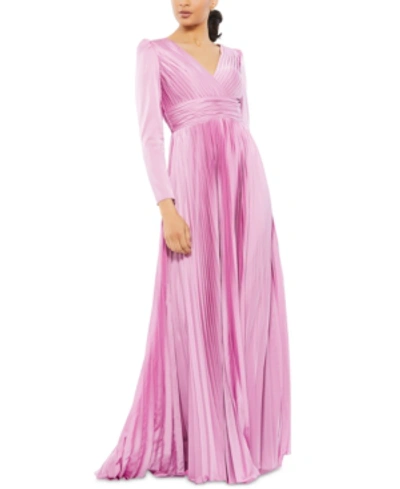 Shop Mac Duggal Pleated Gown In Lilac Purple