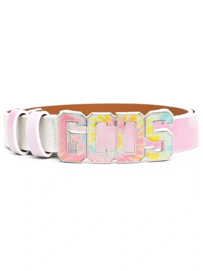 Gcds Tie-dye Print Buckle Belt In White