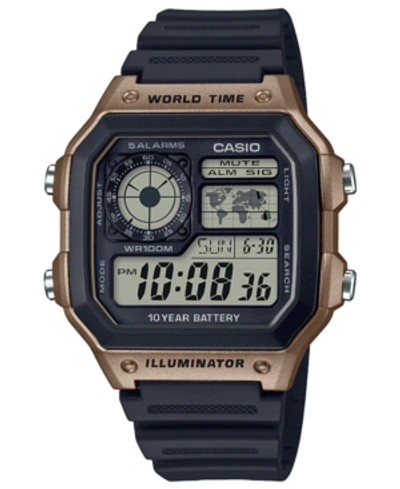 Shop Casio Men's Digital Black Resin Strap Watch 42.1mm In Rose Gold