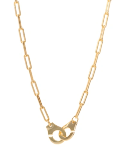 Shop Giani Bernini Handcuff Paperclip Link Pendant Necklace In 18k Gold-plated Sterling Silver, 16" + 2" Extender, Crea In Gold Over Silver