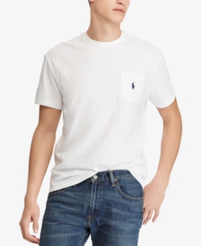 Shop Polo Ralph Lauren Men's Classic Fit Crew Neck Pocket T-shirt In White