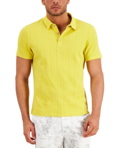 Shop Alfani Men's Textured Polo Shirt, Created For Macy's In Gold Seed