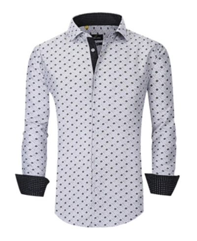 Shop Azaro Uomo Men's Slim Fit Business Nautical Button Down Dress Shirt In Gray
