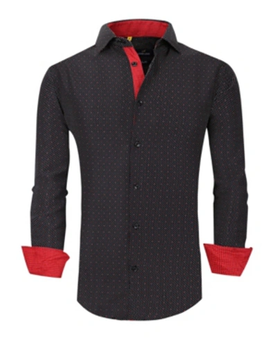Shop Azaro Uomo Men's Slim Fit Business Nautical Button Down Dress Shirt In Black